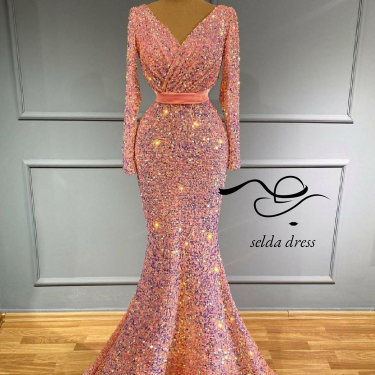 لباس مجلسی پولکی صورتی