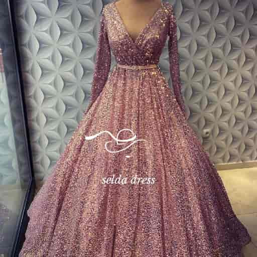 مدل لباس نامزدی پفی صورتی