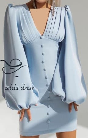 مدل های جدید لباس مجلسی کوتاه آبی آسمانی