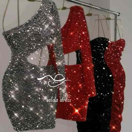مدل لباس مجلسی دکلته فانتزی پولکی