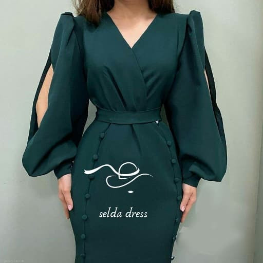 مدل لباس مجلسی پوشیده کرپ سبز