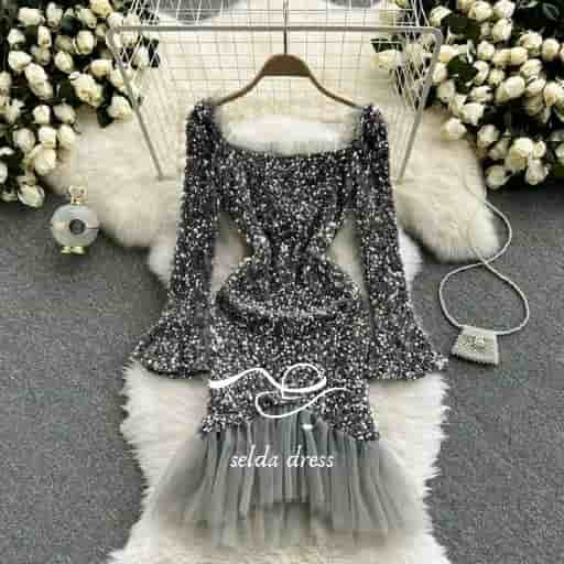 مدل لباس مجلسی کوتاه پولکی