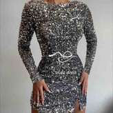 لباس مجلسی پولکی نقره ای