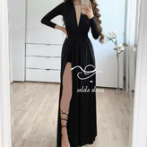 مدل لباس مجلسی مشکی پیلی دار