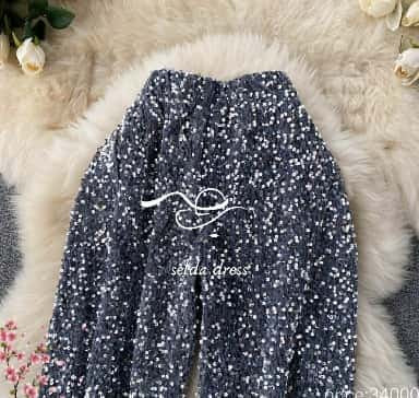 شلوار مدروز پولکی