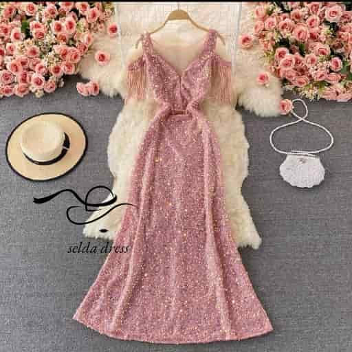 لباس مجلسی پولکی صورتی