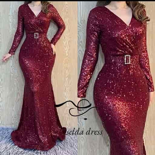 مدل پیراهن مجلسی پوشیده ترک شاین دار