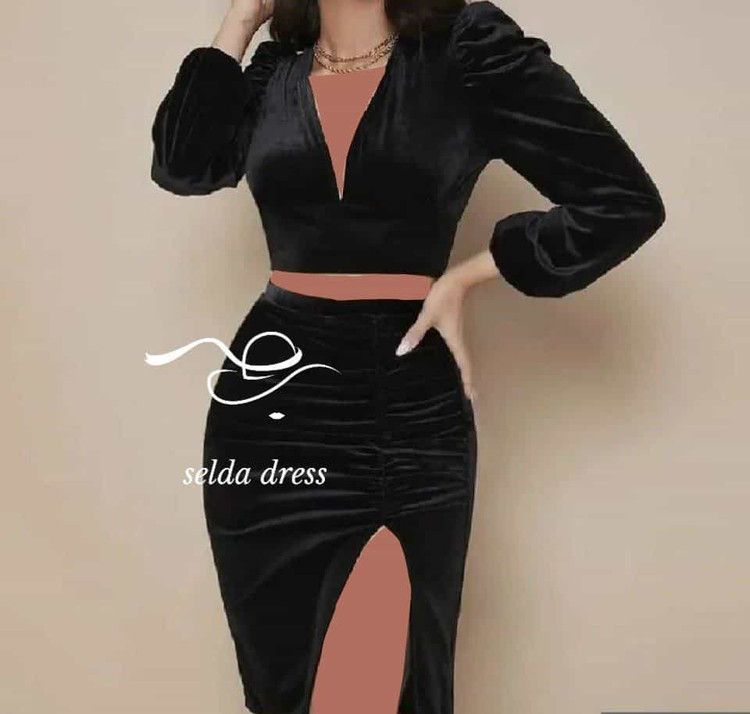 مدل لباس مجلسی مخمل کوتاه ترک