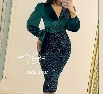 مدل لباس مجلسی مخمل کوتاه شیک