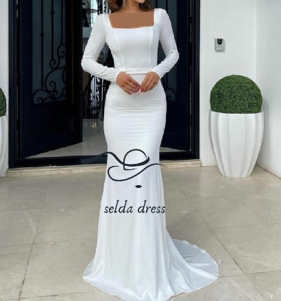 لباس مجلسی پوشیده سفید ساده