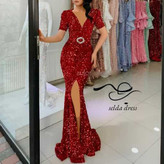 مدل لباس مجلسی پولکی بلند