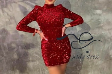 خرید لباس مجلسی شاین دار لمه