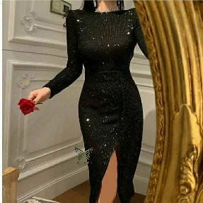 خرید لباس مجلسی پوشیده پولکی