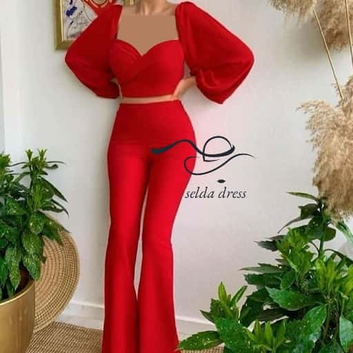 نیم تنه و شلوار شیک قرمز