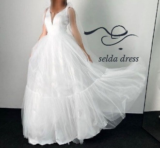 خرید لباس عروس توری ساده ترک