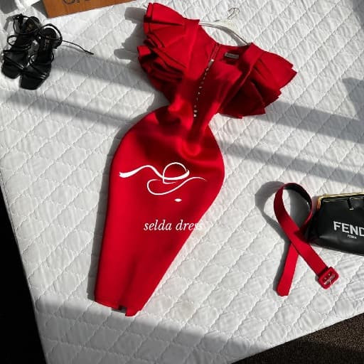 خرید مدل جدید پیراهن مجلسی کوتاه قرمز