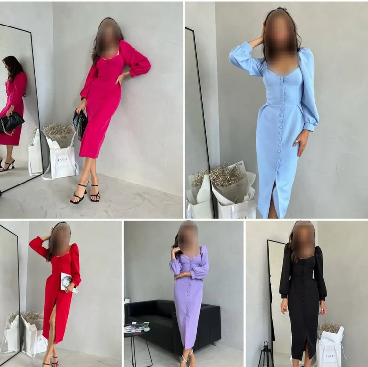 لباس مجلسی کرپ نیلی