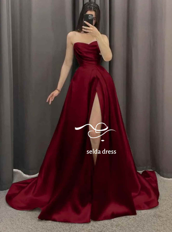 لباس شب زرشکی ساتن