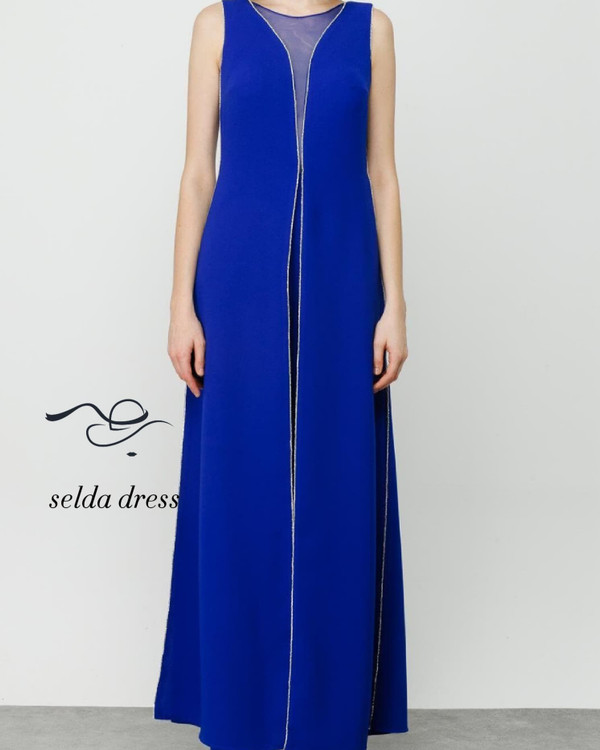 لباس مجلسی آبی کاربنی