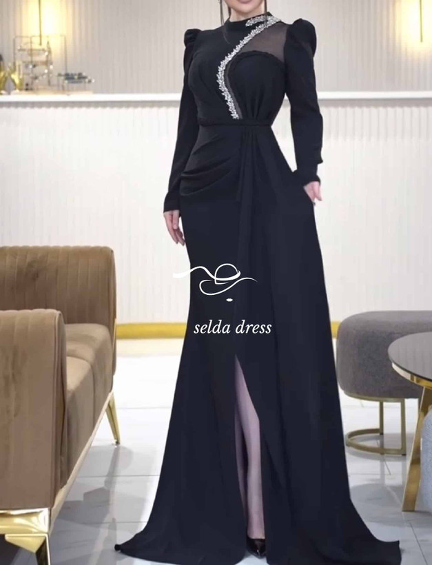 خرید لباس پوشیده مشکی سنگ دوزه شده