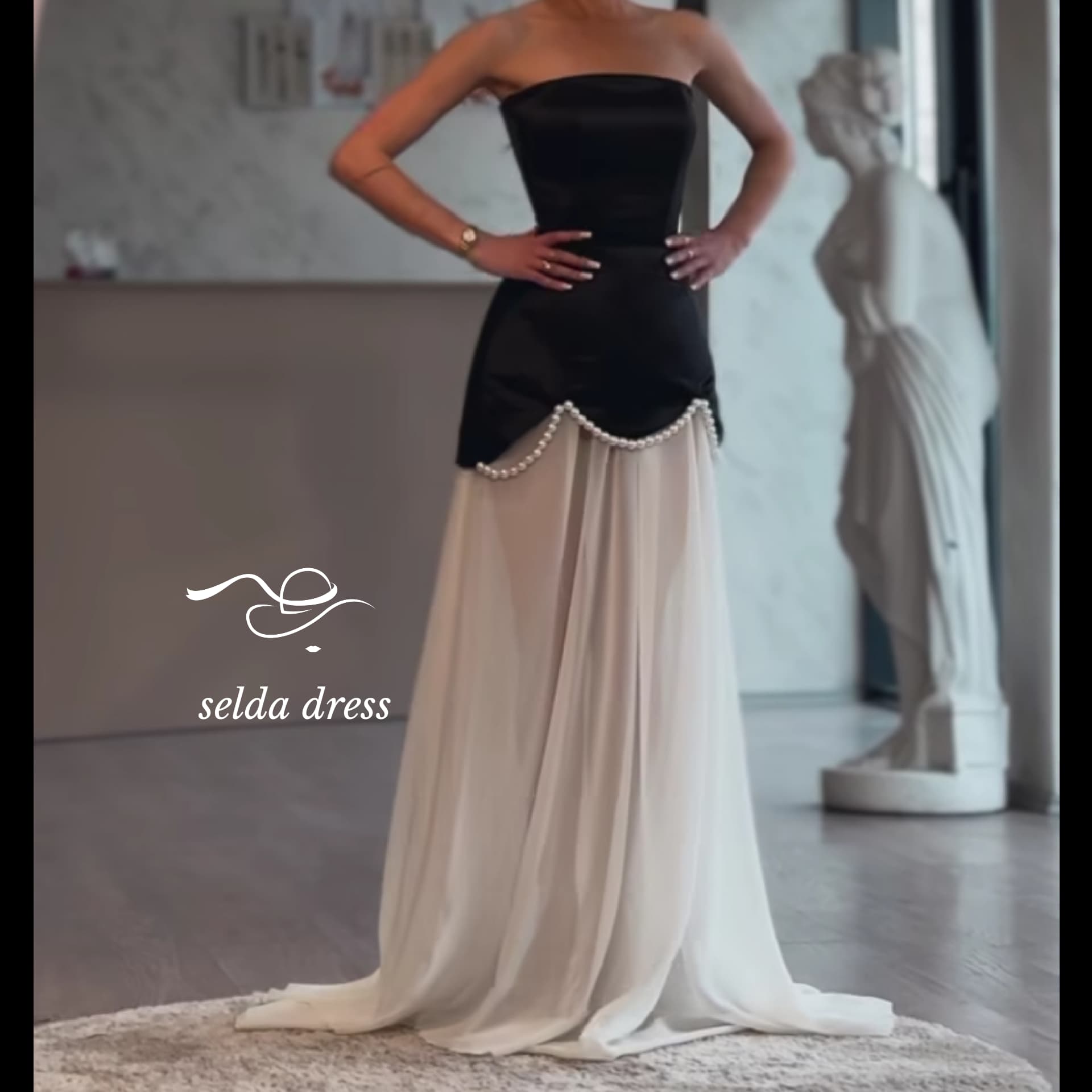 لباس نامزدی و لباس شب سفید ساتن