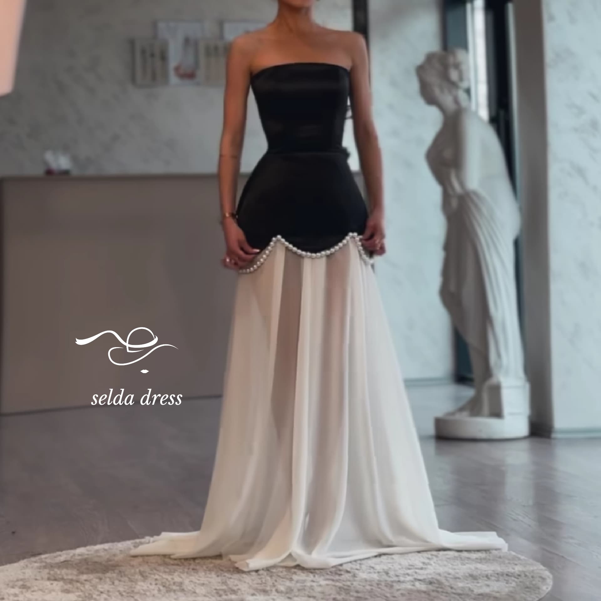 لباس نامزدی و لباس شب سفید ساتن