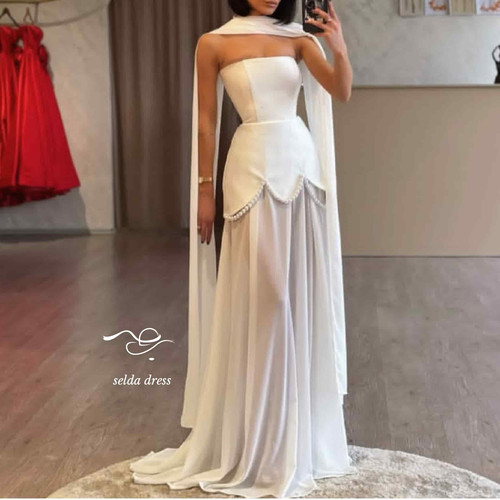 لباس نامزدی و لباس شب سفید ساتن