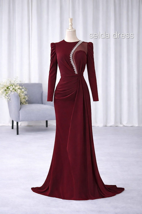 لباس شب خاص و زیبای زرشکی