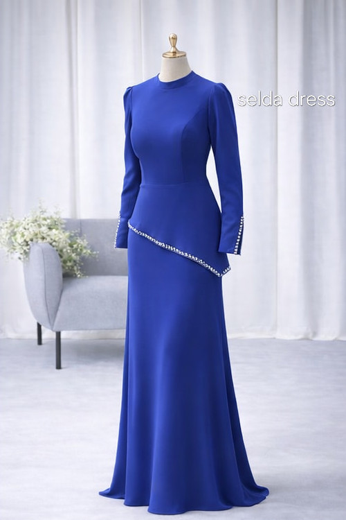 لباس مجلسی آبی کاربنی