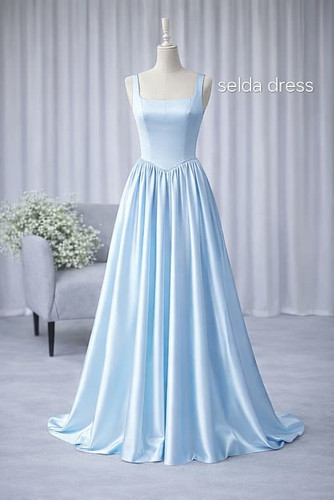 لباس شب ساتن آبی آسمانی شیک و خاص